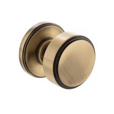 Millhouse Brass Boulton Solid Brass Stepped Mortice Knob on Concealed Fix Rose - Antique Brass