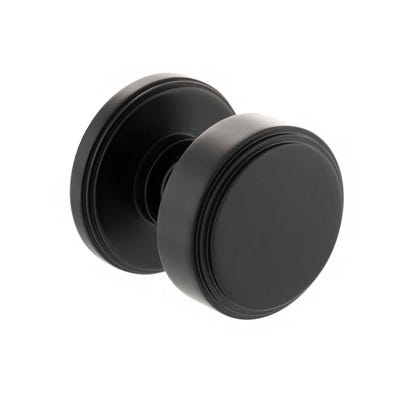 Millhouse Brass Boulton Solid Brass Stepped Mortice Knob on Concealed Fix Rose - Matt Black