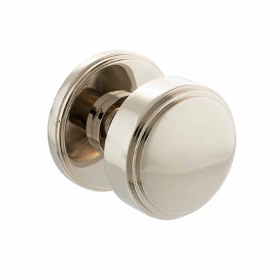 Millhouse Brass Boulton Solid Brass Stepped Mortice Knob on Concealed Fix Rose - Polished Nickel