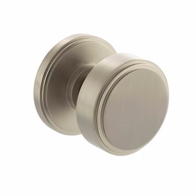 Millhouse Brass Boulton Solid Brass Stepped Mortice Knob on Concealed Fix Rose - Satin Nickel