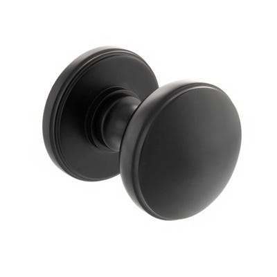 Millhouse Brass Edison Solid Brass Domed Mortice Knob on Concealed Fix Rose - Matt Black