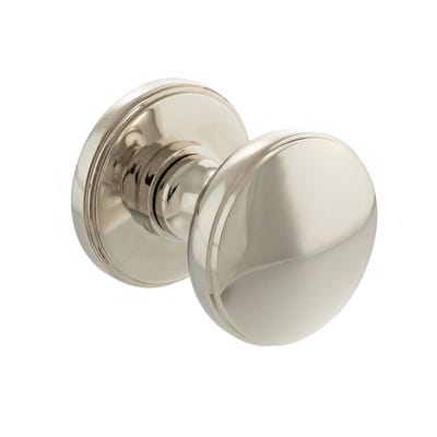 Millhouse Brass Edison Solid Brass Domed Mortice Knob on Concealed Fix Rose - Polished Nickel