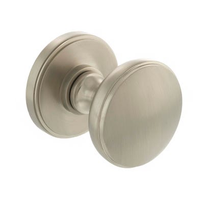 Millhouse Brass Edison Solid Brass Domed Mortice Knob on Concealed Fix Rose - Satin Nickel