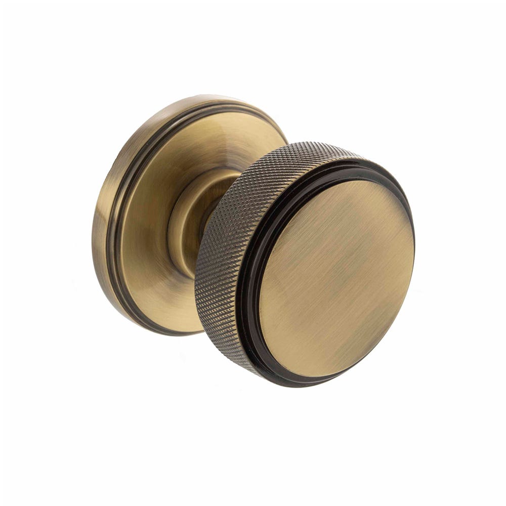 Millhouse Brass Harrison Knurled Mortice Knob Antique Brass