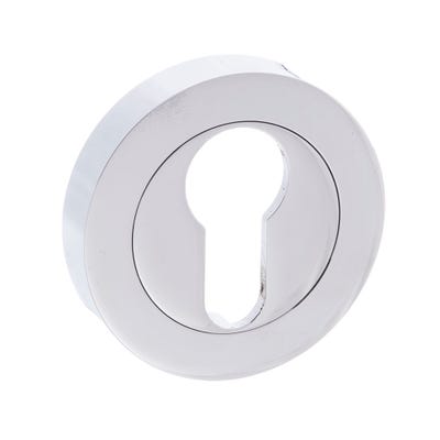 Millhouse Brass Euro Escutcheon on Round Rose - Polished Chrome