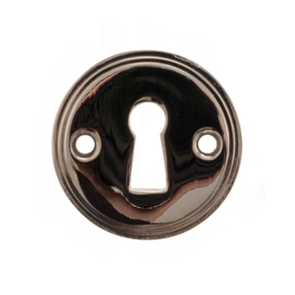 Millhouse Brass Open Key Hole Escutcheon Polished Nickel