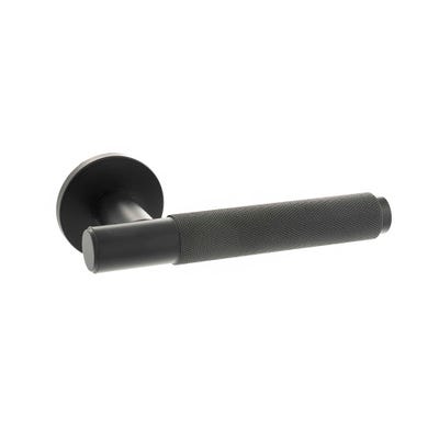 Millhouse Brass Crompton Designer Lever on 5mm Slimline Round Rose - Matt Black