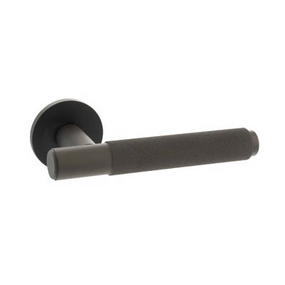 Millhouse Brass Crompton Designer Lever on 5mm Slimline Round Rose - Urban Dark Bronze