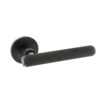 Millhouse Brass Stephenson Designer Lever on 5mm Slimline Round Rose - Matt Black