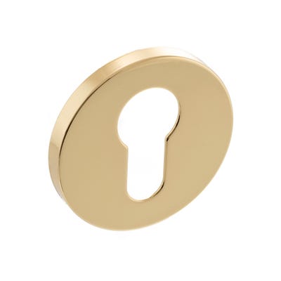 Millhouse Brass Euro Escutcheon on 5mm Slimline Round Rose - Polished Brass