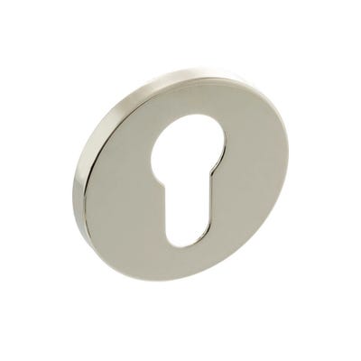 Millhouse Brass Euro Escutcheon on 5mm Slimline Round Rose - Polished Nickel