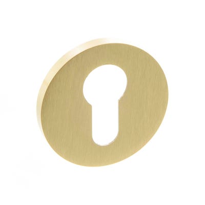 Millhouse Brass Euro Escutcheon on 5mm Slimline Round Rose - Satin Brass