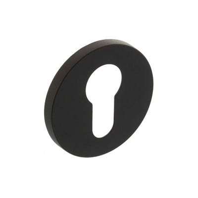 Millhouse Brass Euro Escutcheon on 5mm Slimline Round Rose - Urban Dark Bronze