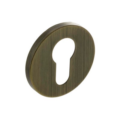 Millhouse Brass Euro Escutcheon on 5mm Slimline Round Rose - Yester Bronze