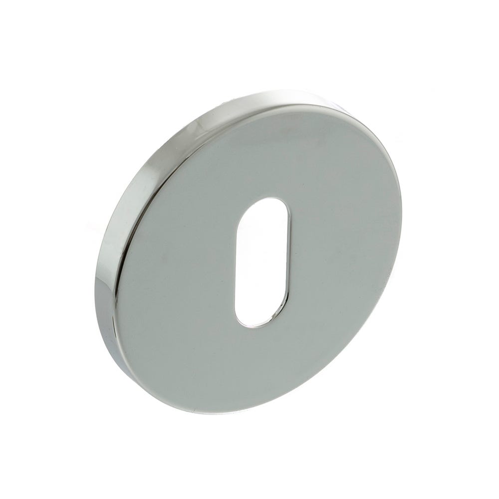 Millhouse Brass Key Escutcheon Slim Rose Polished Chrome