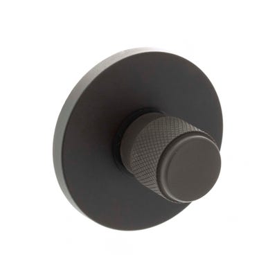 Millhouse Brass Knurled WC Turn and Release on 5mm Slimline Round Rose - Urban Dark Bronze