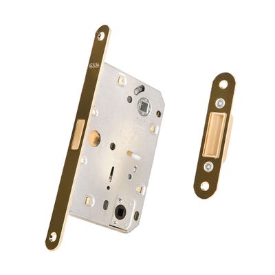 Polaris 2XT Magnetic Bathroom Lock 60mm Backset Polished Brass