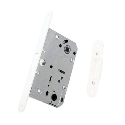 Polaris 2XT Magnetic Bathroom Lock 60mm Backset Matt White