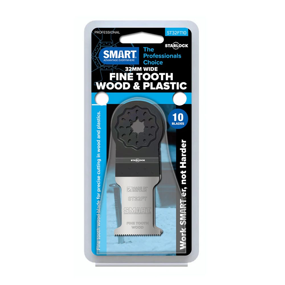 Smart Starlock 32mm Fine Tooth Wood Multi Tool Blades Pack of 10