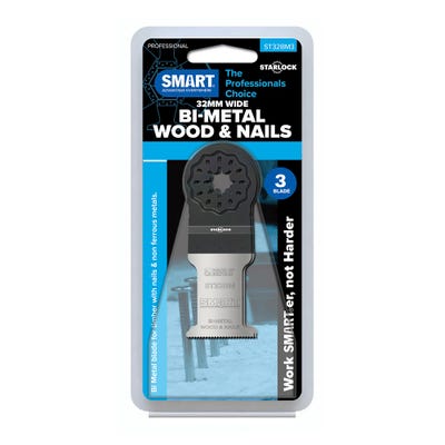 Smart Starlock 32mm Bi-Metal Wood & Nails Multi Tool Blades Pack of 3