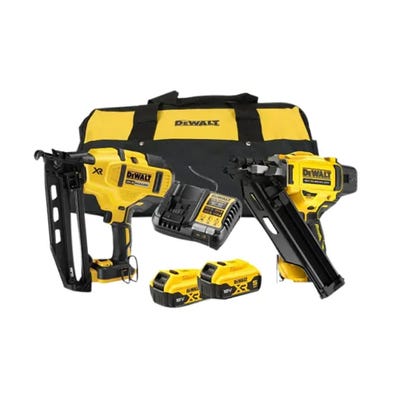 DeWalt DCK246P2 18V XR Cordless Brushless Nailer Twin Pack & 2 x 5Ah Batteries
