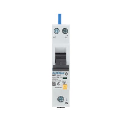BG Compact RCBO B Curve Single Pole 20A Type A CUCRB20A