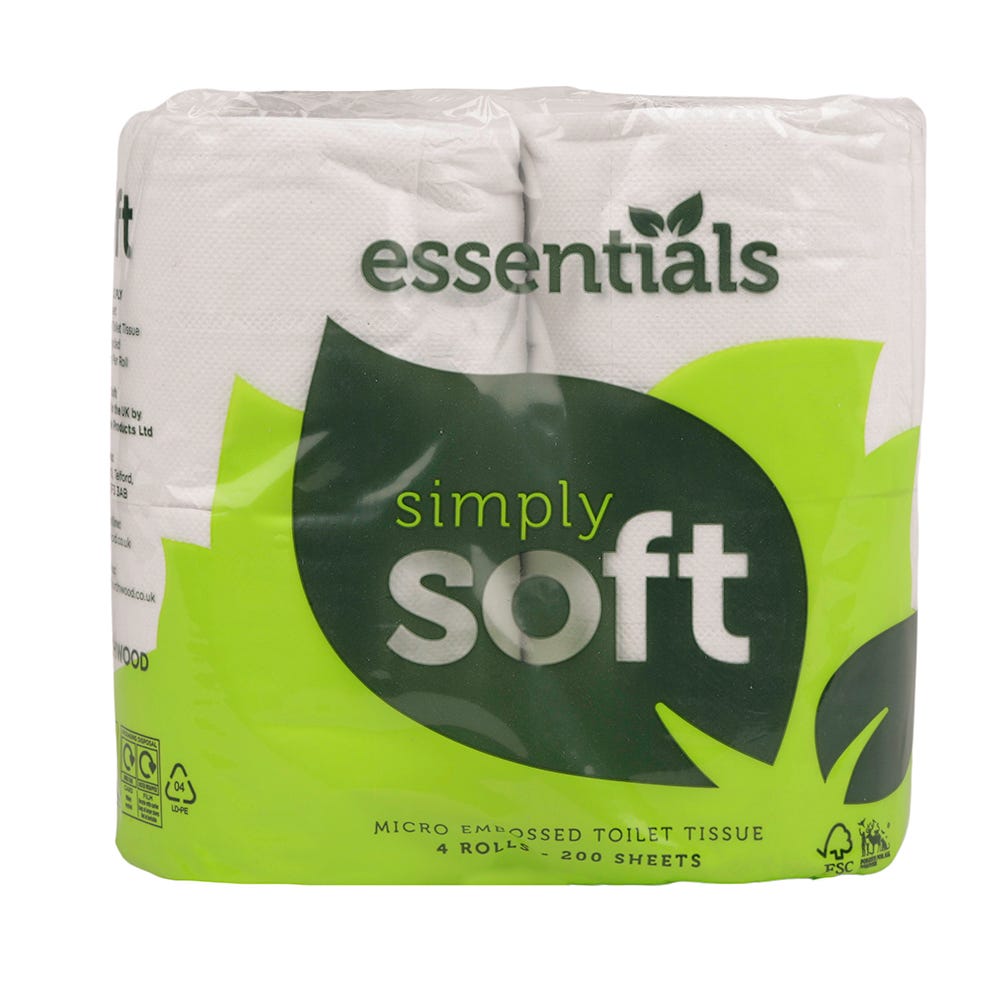 White Toilet Roll Pack of 4