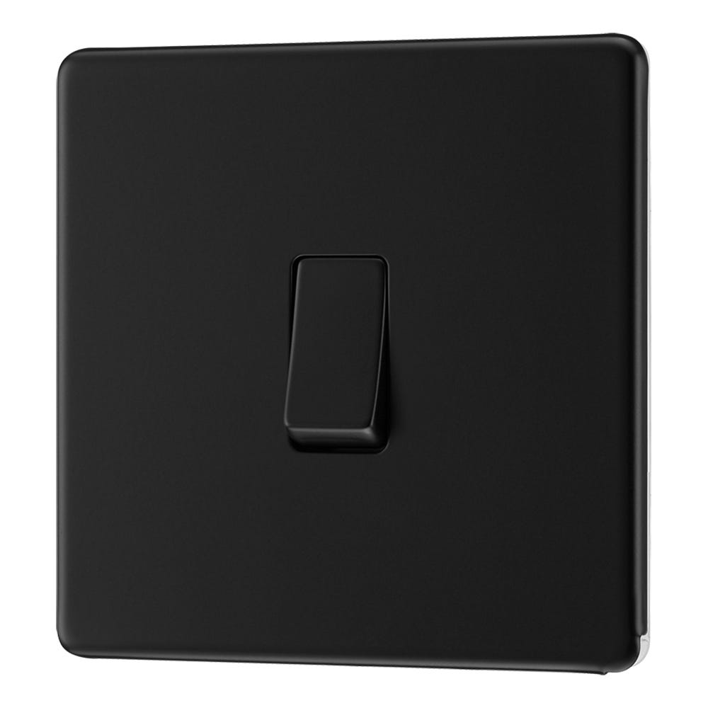BG Screwless 20A 1 Gang 2 Way Light Switch Matt Black FFB12