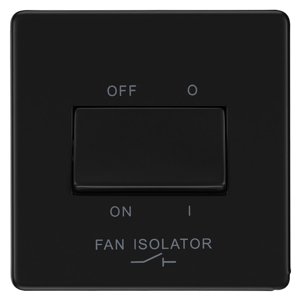 BG 10A 10AX 3 Pole Fan Isolator Switch Matt Black FFB15