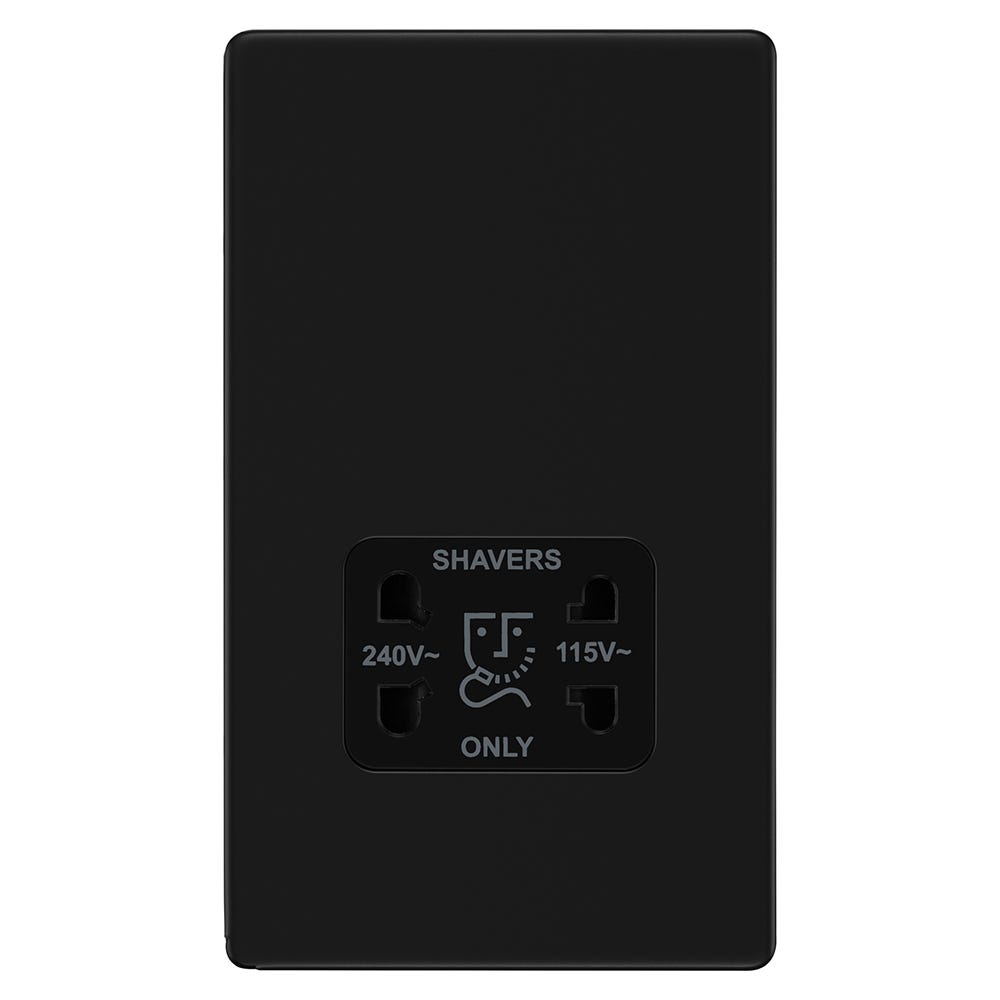 BG Screwless 115-230V Dual Voltage Shaver Socket Matt Black FFB20B