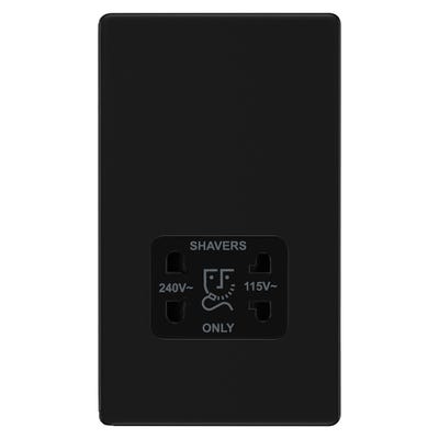 BG Screwless 115-230V Dual Voltage Shaver Socket Matt Black FFB20B