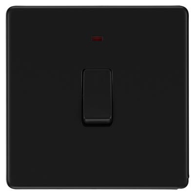 BG Screwless 20A 1 Gang DP Neon Switch Matt Black FFB31
