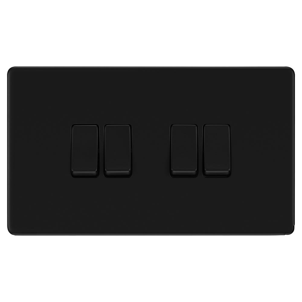 BG Screwless 20A 4 Gang 2 Way Light Switch Matt Black FFB44