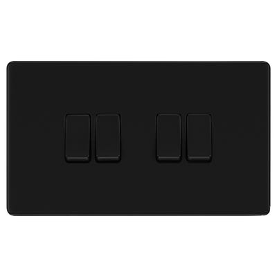 BG Nexus Screwless 20A 4 Gang 2 Way Light Switch Matt Black FFB44