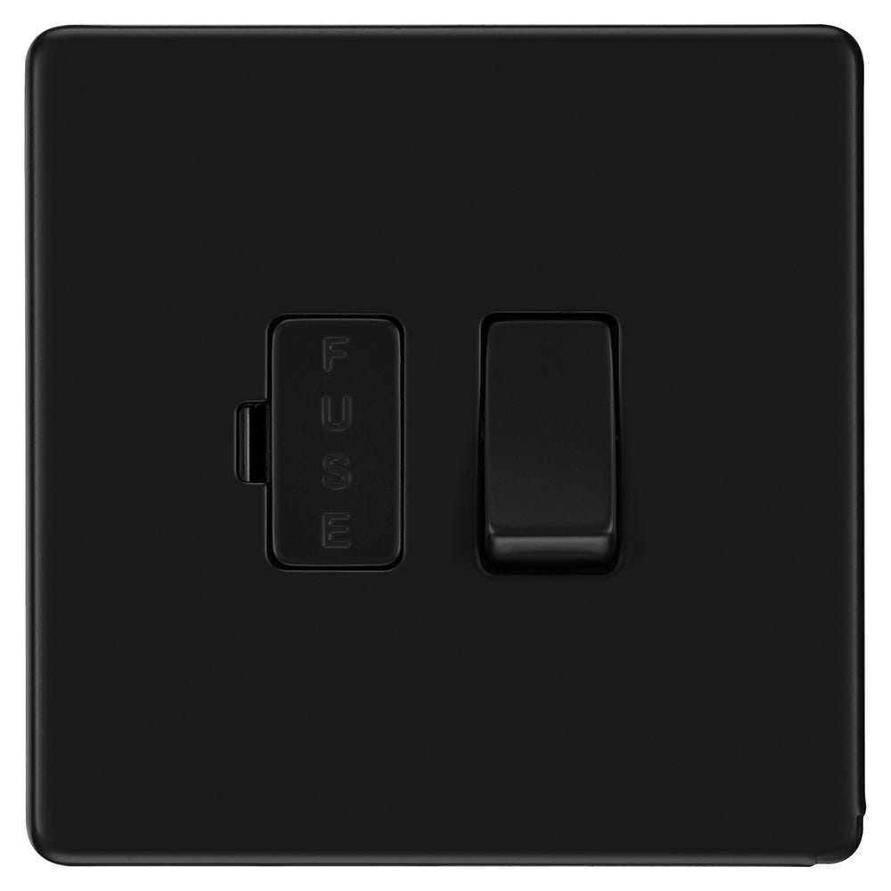 BG Screwless 13A Switched Fused Spur Unit Matt Black FFB50