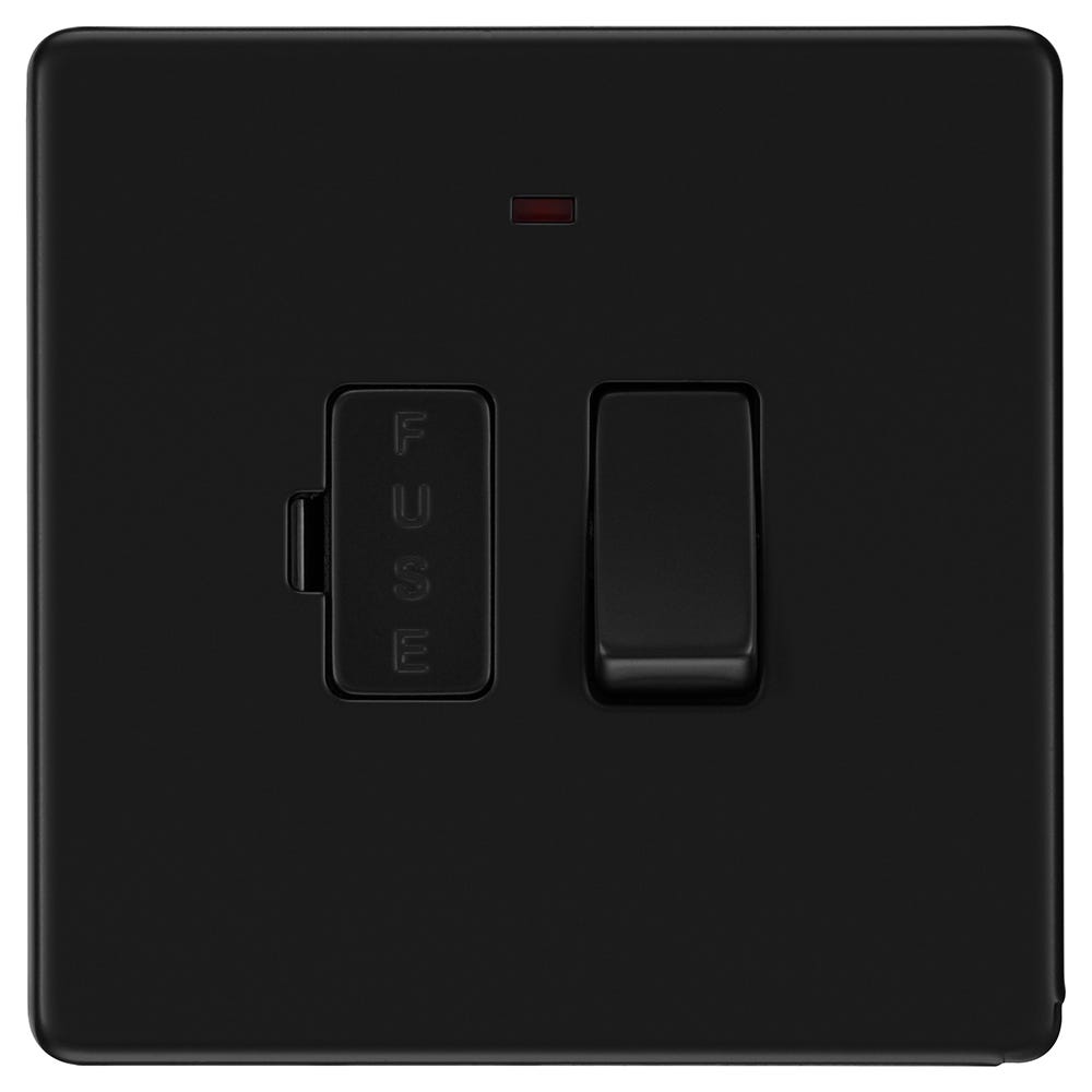 BG Screwless 13A Neon Switched Fused Spur Unit Matt Black FFB52