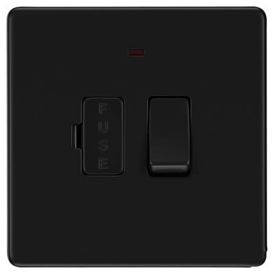 BG Screwless 13A Neon Switched Fused Spur Unit Matt Black FFB52