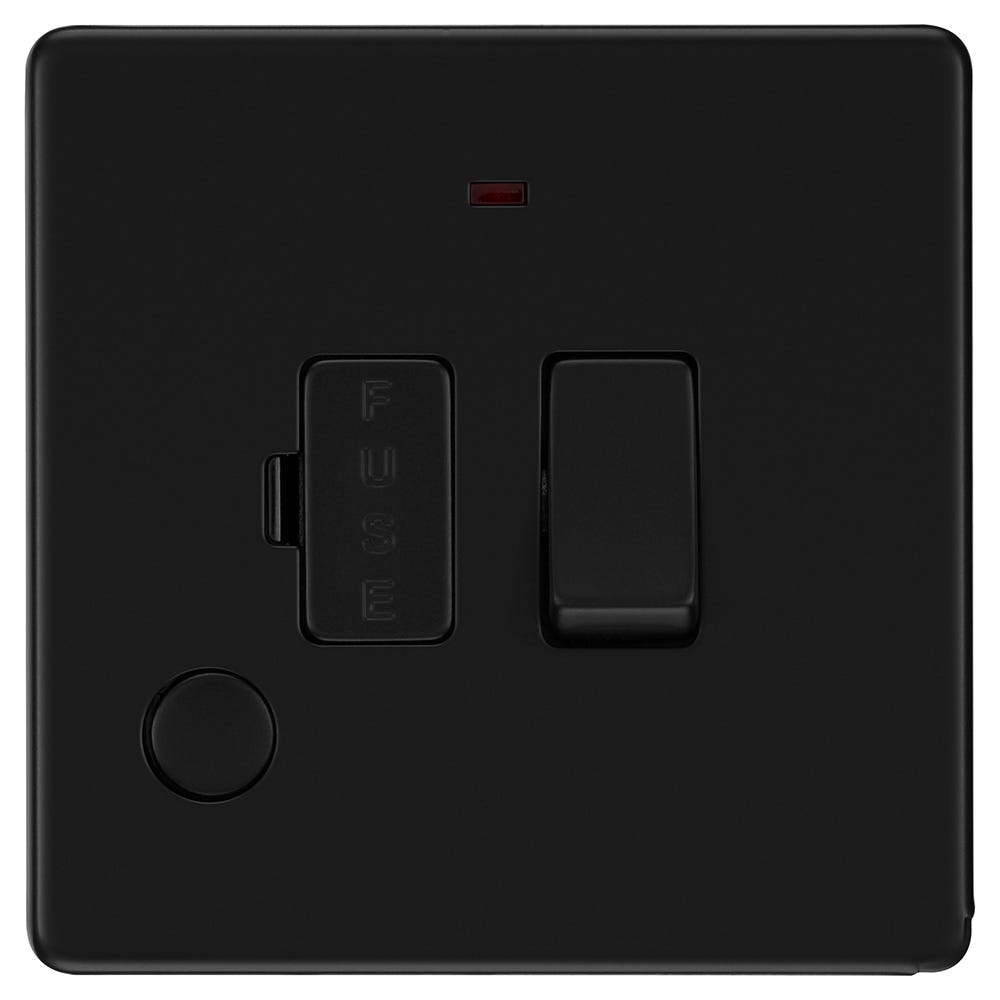 BG Screwless 13A Neon Flex Switched Fused Spur Unit Matt Black FFB53