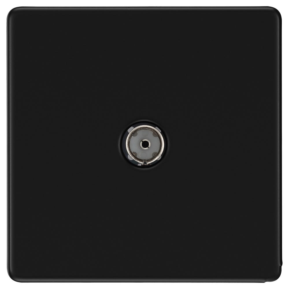 BG Screwless 1 Gang Coaxial TV Socket Matt Black FFB60