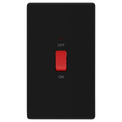 BG Screwless 45A DP Large Plate Neon Switch Matt Black FFB72