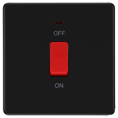 BG Screwless 45A DP Neon Switch Matt Black FFB74