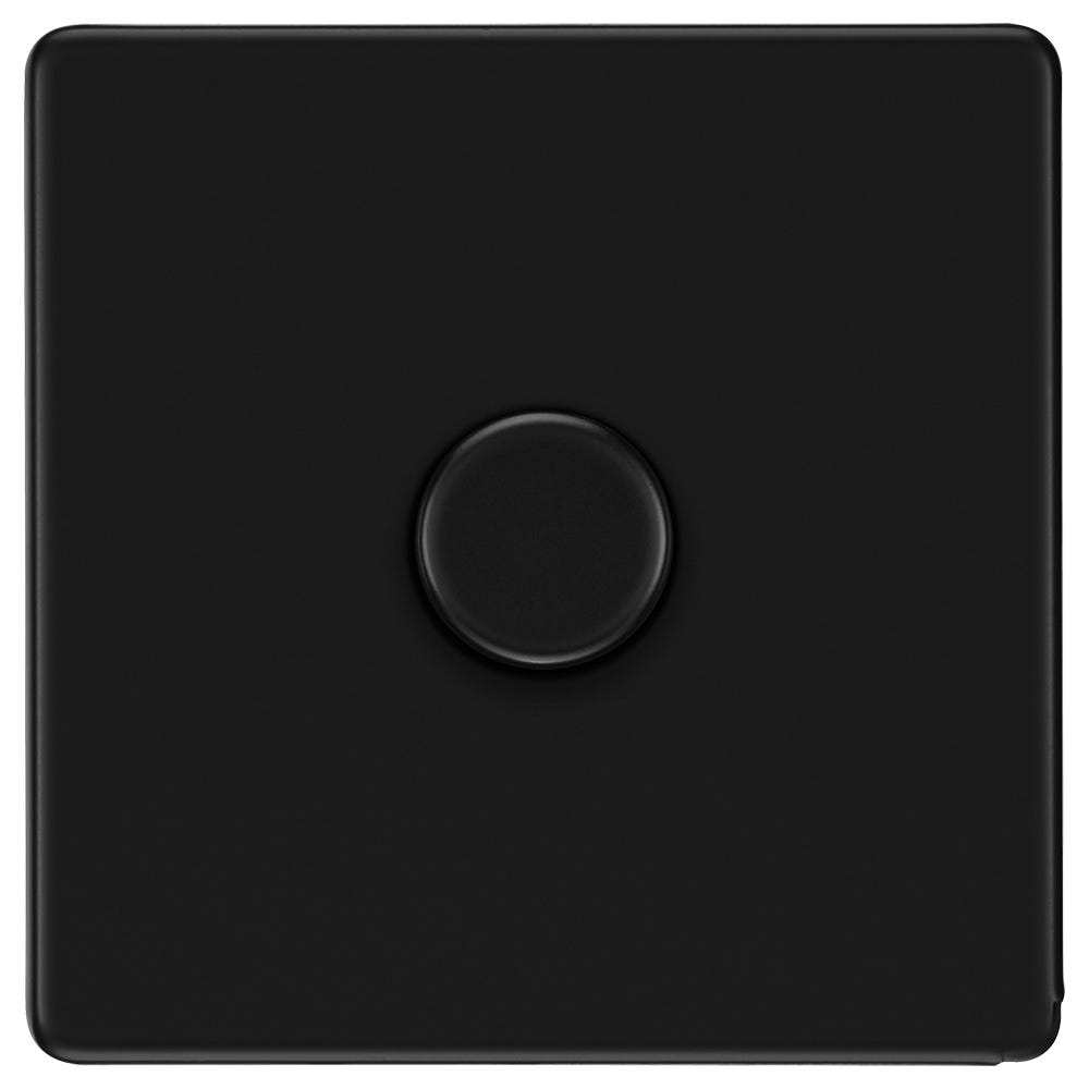 BG Screwless 200W 1 Gang 2 Way Push Dimmer Switch Matt Black FFB81