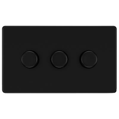 BG Screwless 200W 3 Gang 2 Way Push Dimmer Switch Matt Black FFB83