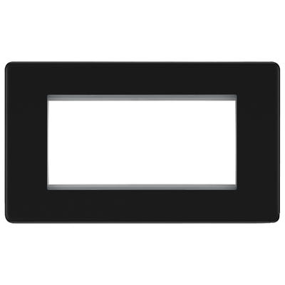 BG Screwless 4 Module Euro Single Front Plate Matt Black FFBEMR4