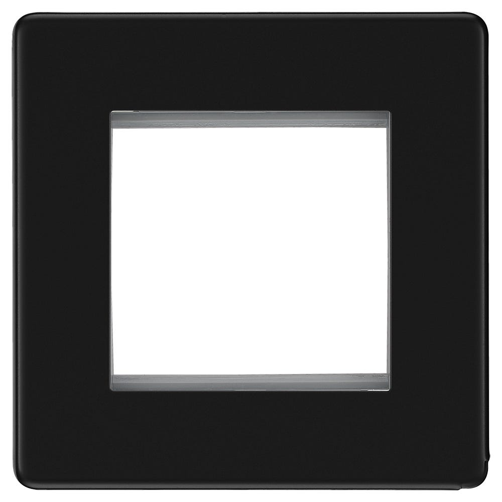 BG Screwless 2 Module Euro Single Front Plate Matt Black FFBEMS2
