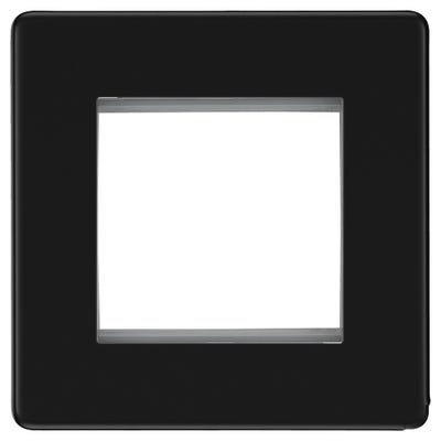 BG Screwless 2 Module Euro Single Front Plate Matt Black FFBEMS2