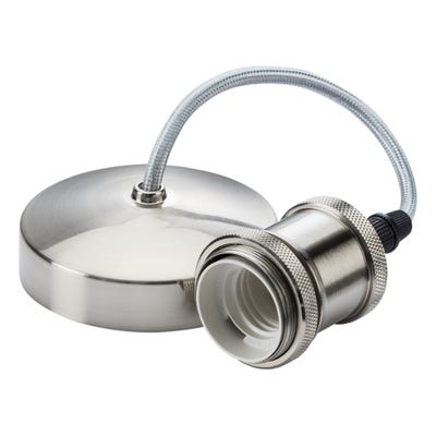 Knightsbridge Pendant Set 6'' E27 Brushed Chrome 8271BC
