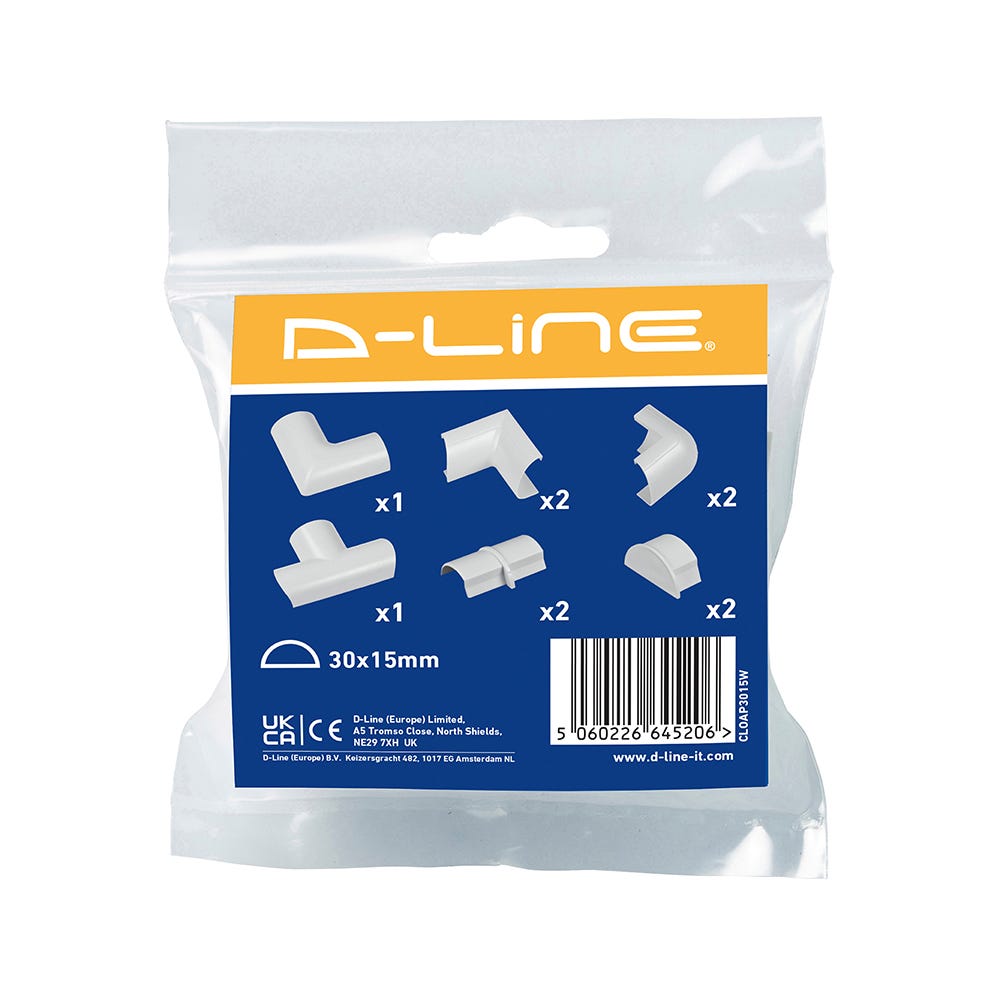 D-Line Mini Trunking Accessory Pack for 30 x 15mm White