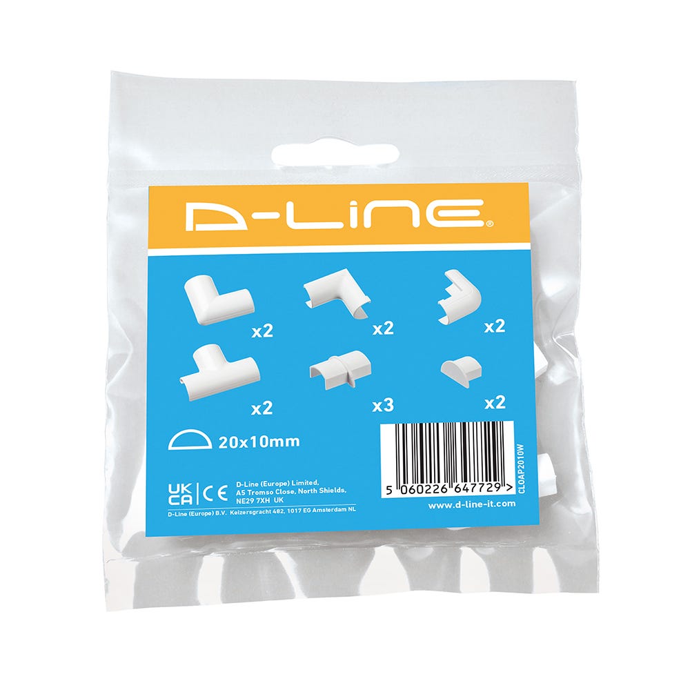 D-Line Micro+ Trunking Accessory Pack for 20 x 10mm White