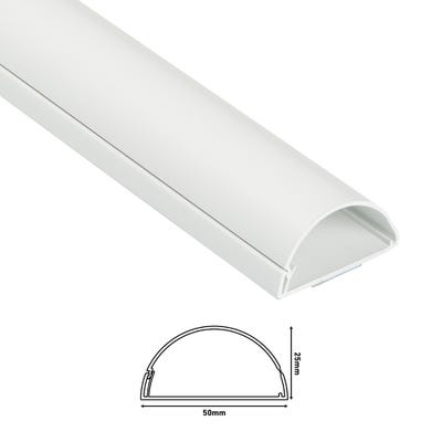 D-Line Maxi Trunking 50 x 25mm 1/2 Round Self Adhesive 2m White